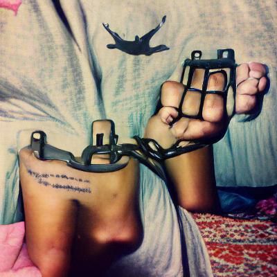 Worn Metal Shackles in Dark, Industrial Style