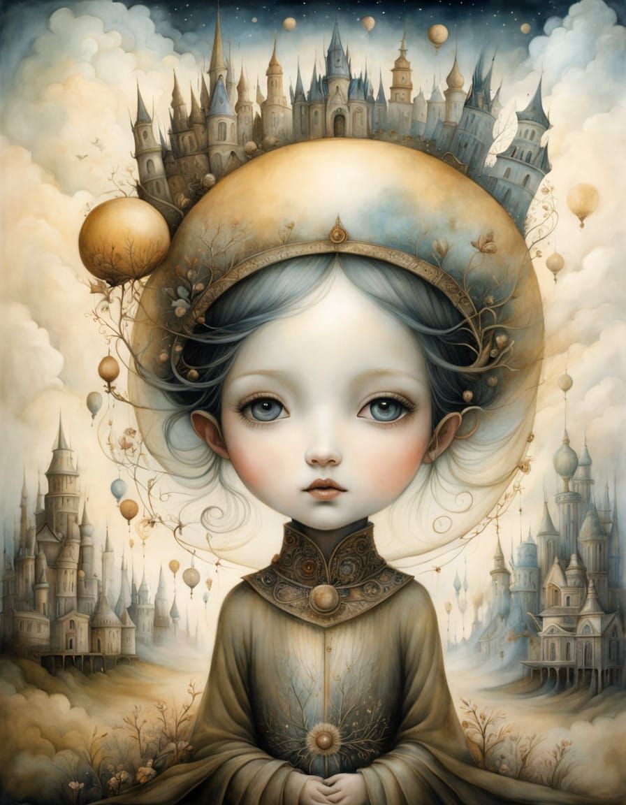 Surreal Dreamscape in Mixed Media