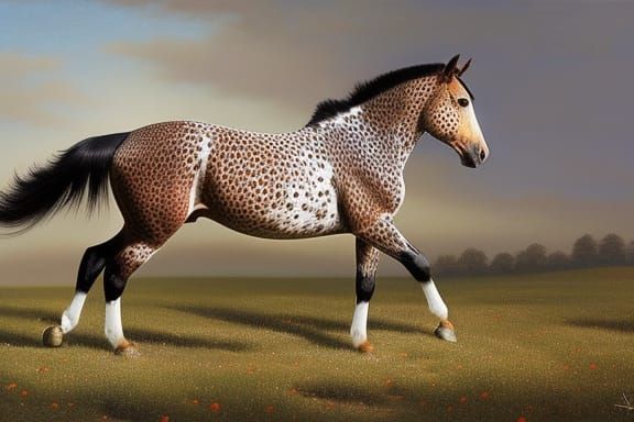 Prancing Appaloosa Horse Portrait in Whimsical Realism