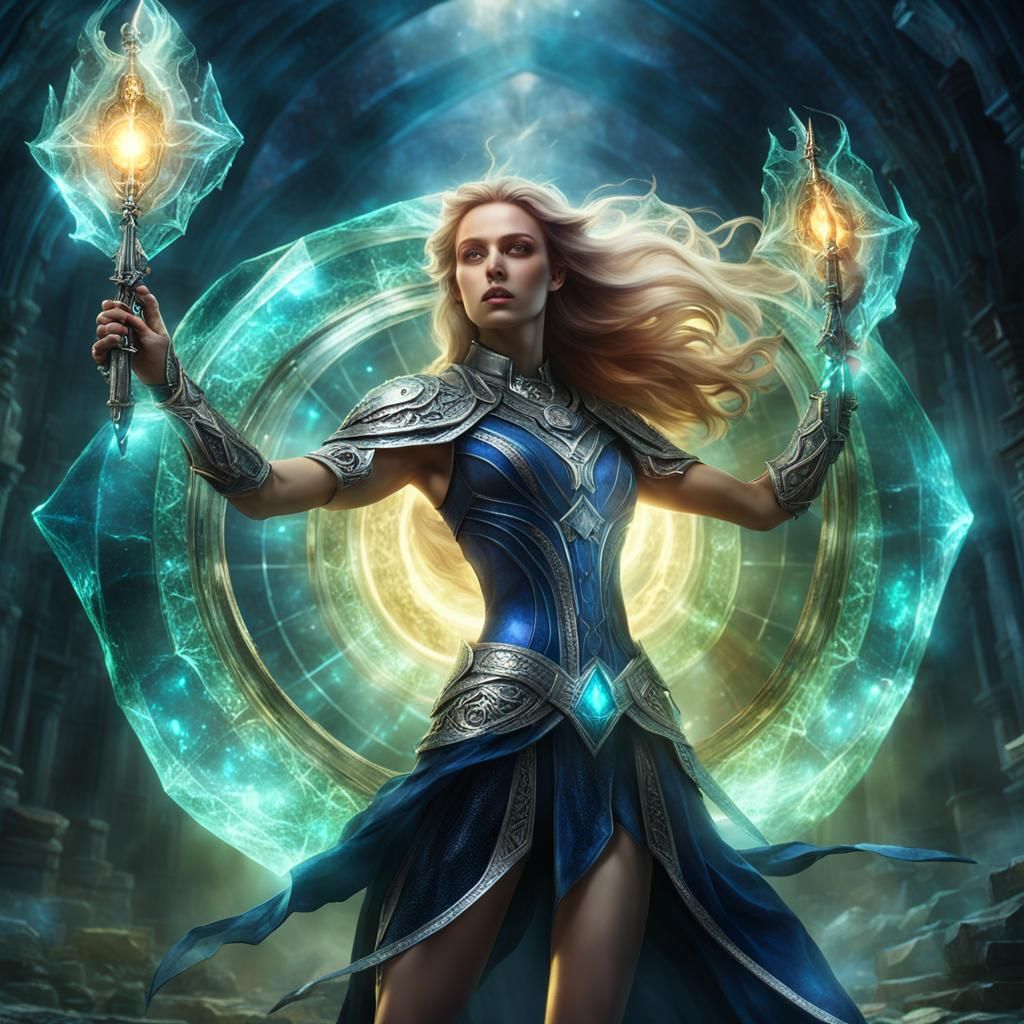 Ethereal Woman with Glass and Sapphire