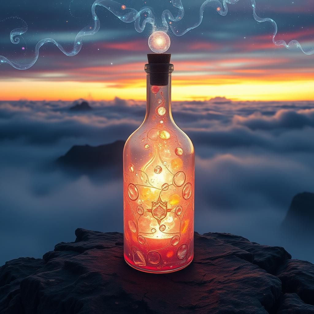 The potion bottle has gems that is translucent bistre. It is...