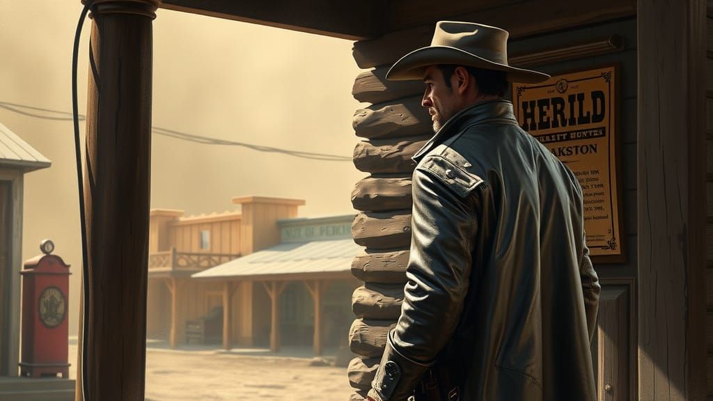 Bounty Hunter Reward Poster in Alcohol Ink Style