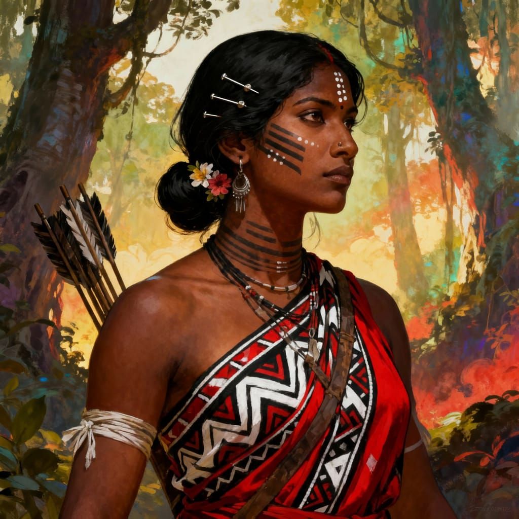 Khond Goddess of Hunt with Bow and Arrow