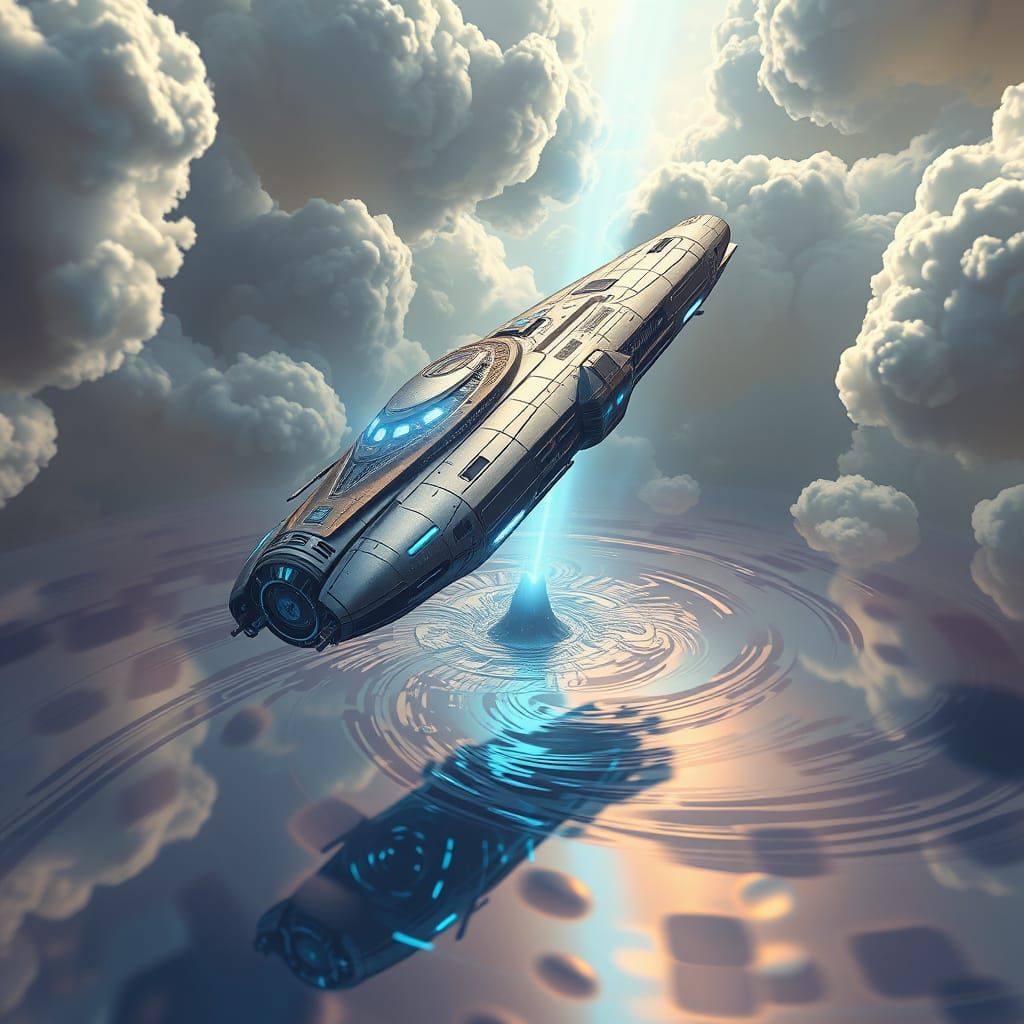 Futuristic Ship Falls into Liquid Mirror Singularity
