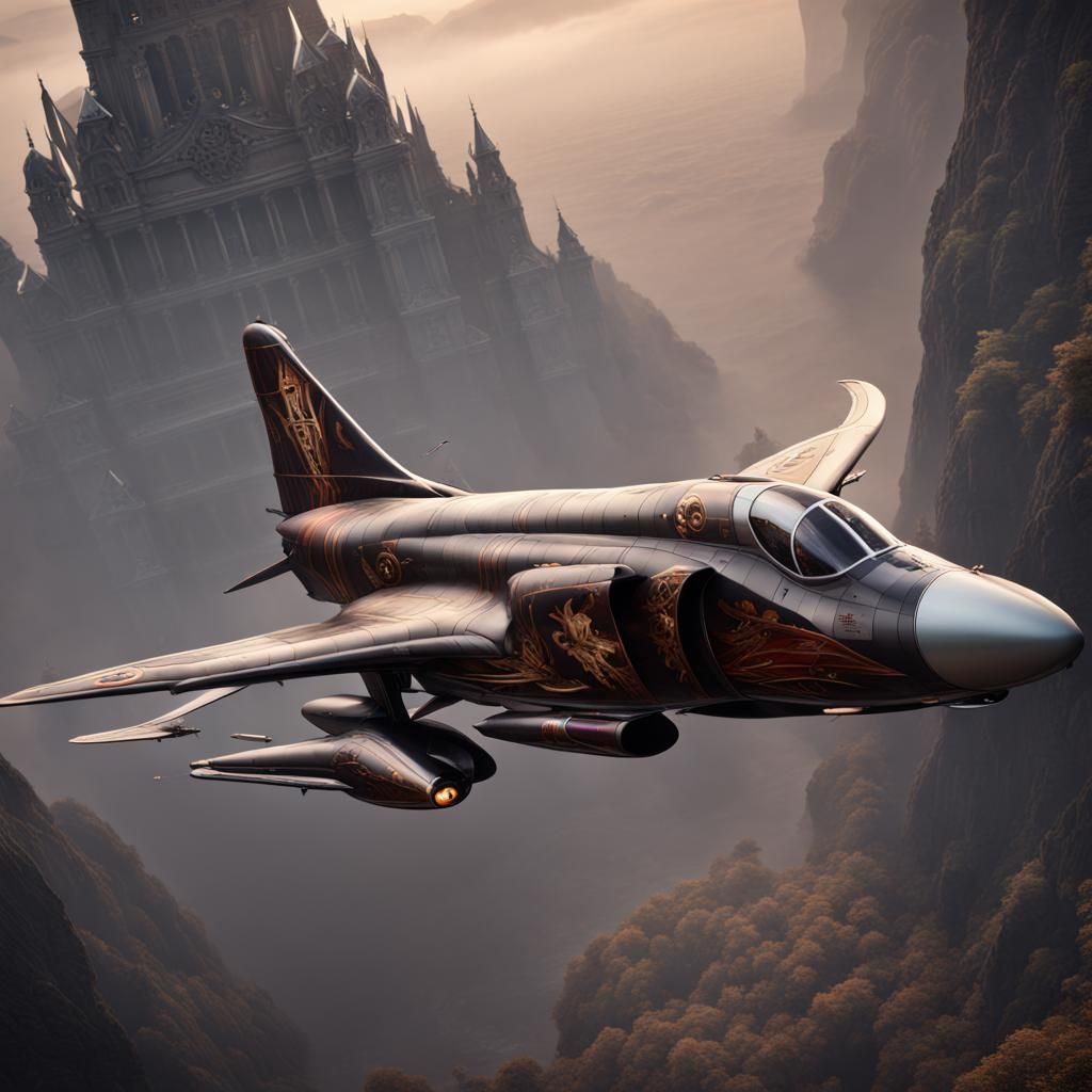 F4 Phantom Aircraft in Opera, Detailed Matte Painting