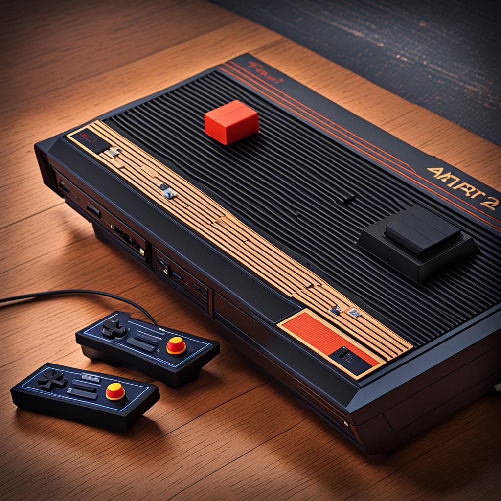 Vintage Atari 2600 Console: Hyperrealistic Detailed Design