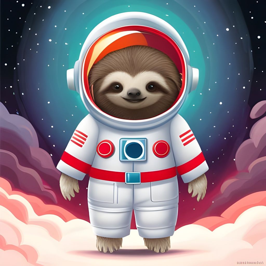 Baby Sloth Astronaut in Zero Gravity