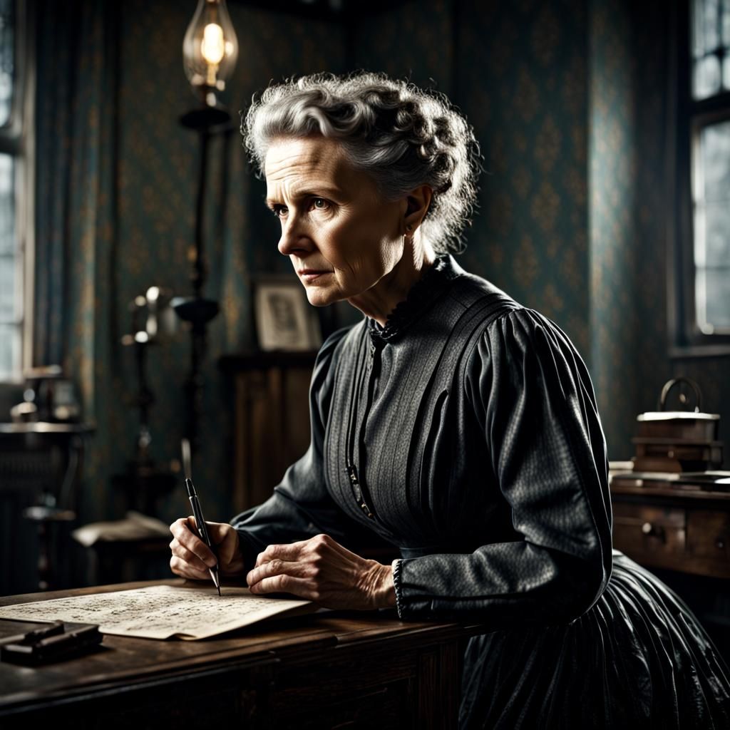 Hyperrealistic Portrait of Marie Curie in HDR