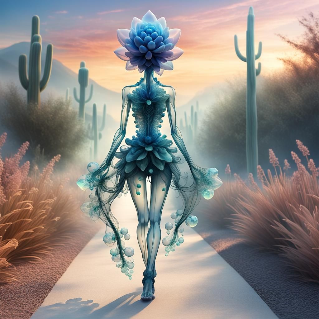 Crystal Woman Walking to Land of Love