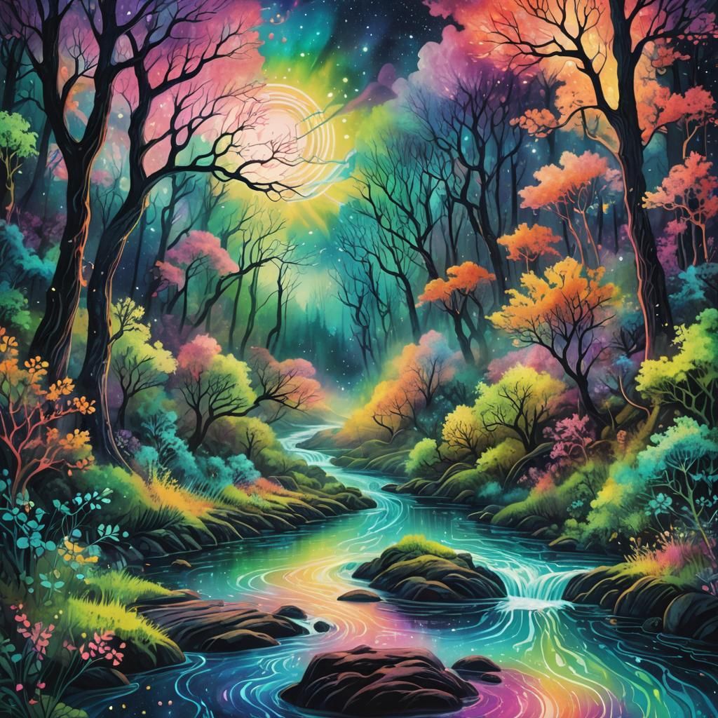 Cosmic River Through a Luminous Forest