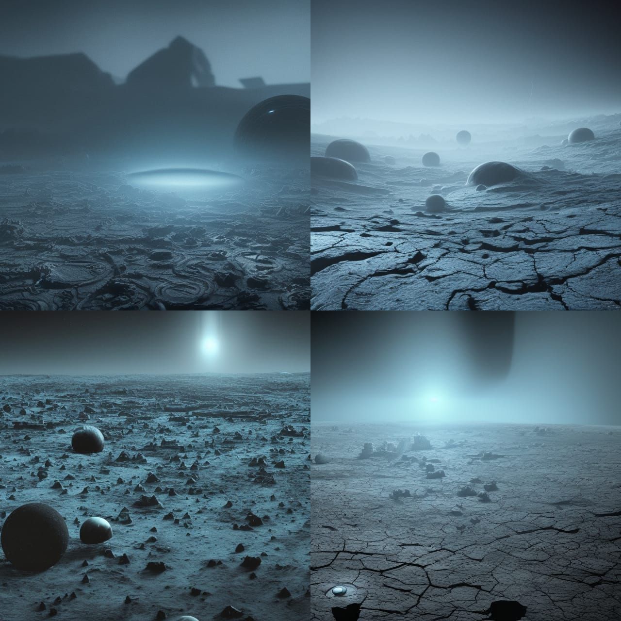 Apocalyptic Sci-Fi Landscape on Uranus Surface