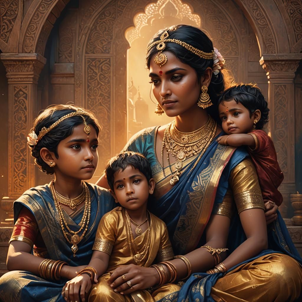 Kunti Portrait in Regal, Realistic Style