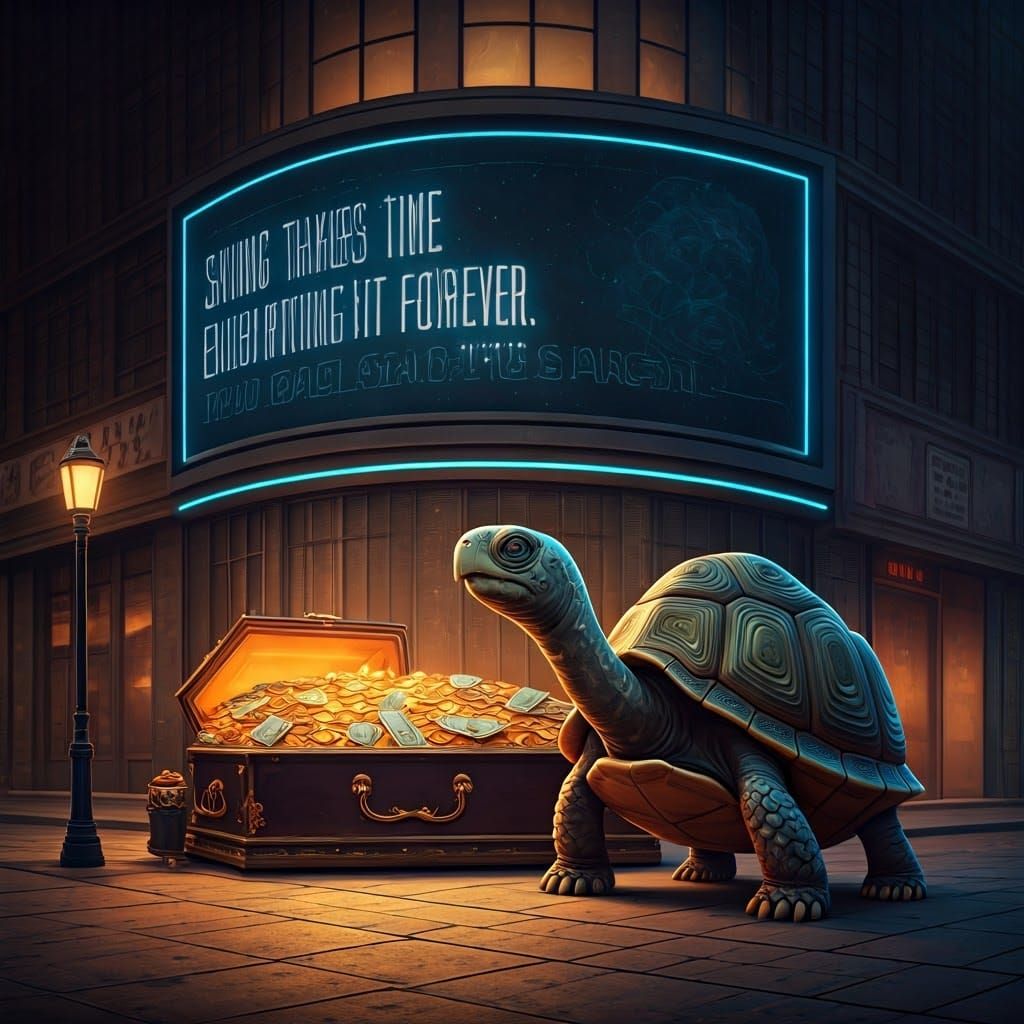 3D Anime Turtle with Money Coffin & Billboard