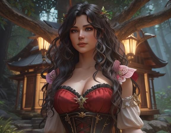 Fantasy Fairy Amidst Forest Scene: Digital Illustration