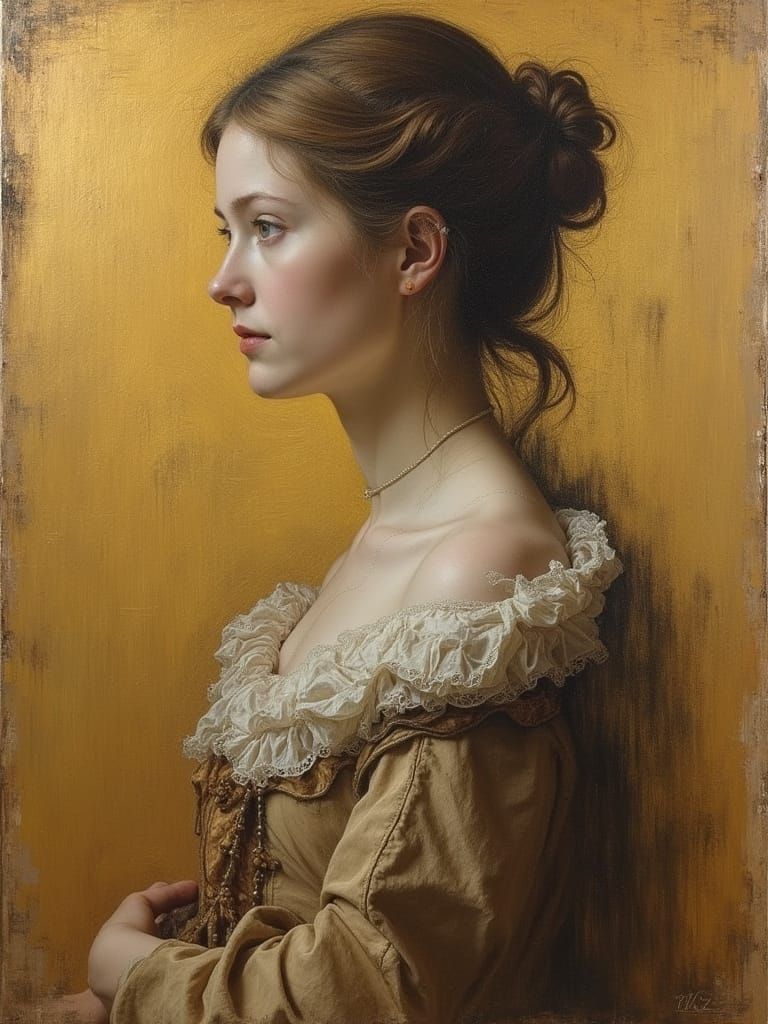 Baroque Painting with Oil and Pencil Sketch