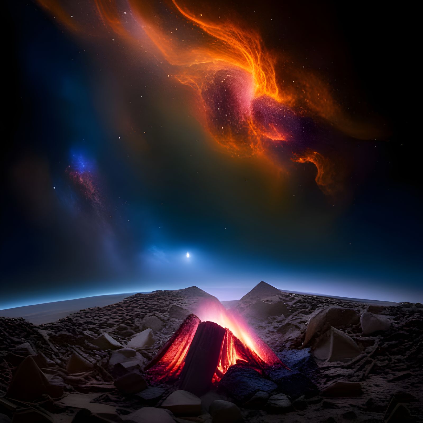 Galactic Campfire Under the Stars