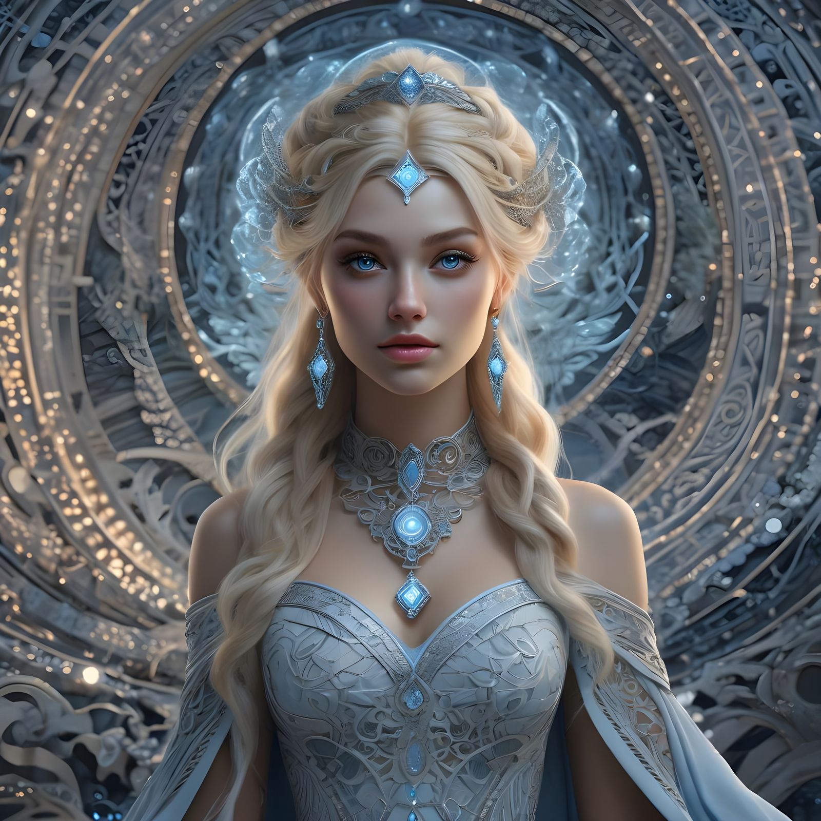 Lovely Norse Goddess in Soft Blue Light