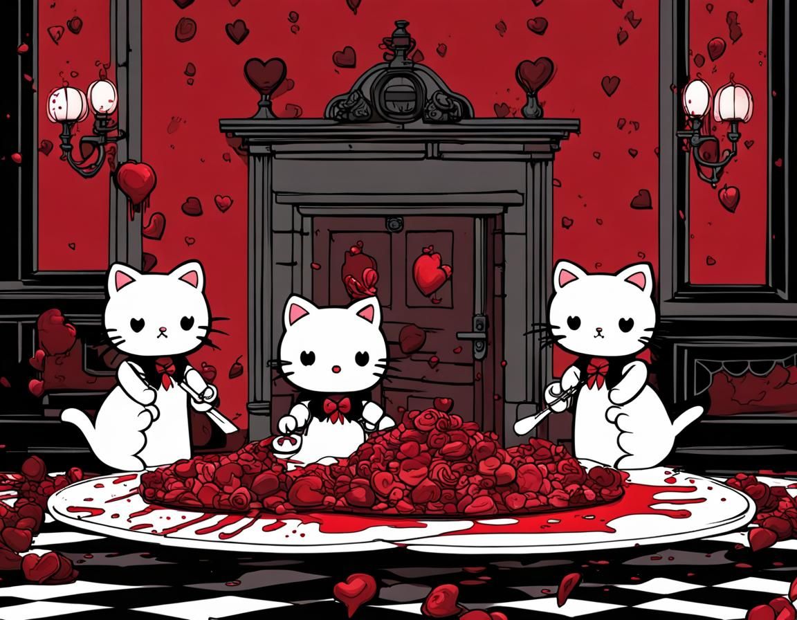 Hello Kitties Feast in Victorian Mansion