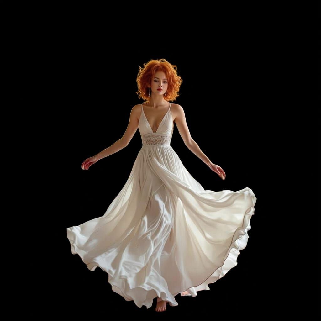 Redhead Dancing in Mansion Living Room