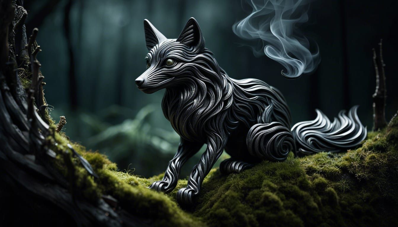 Smoky Fox: A Surreal Ink Art Creation
