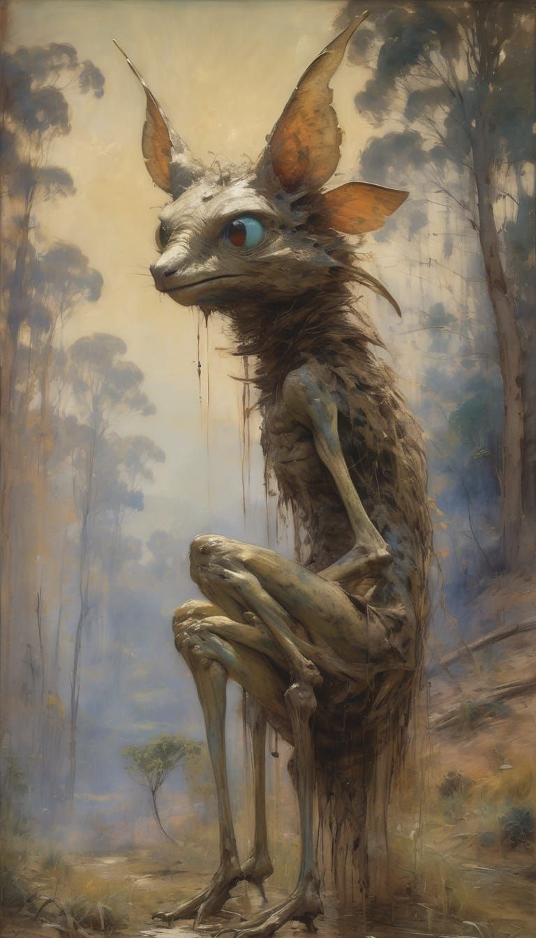 Renaissance Fae Creature Oil Painting