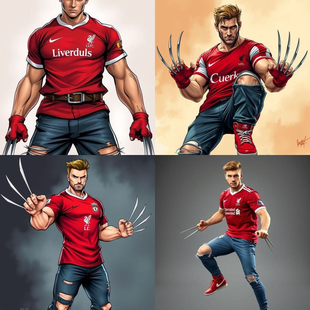 Wolverine-Clawed Soccer Fan in Air Jordans