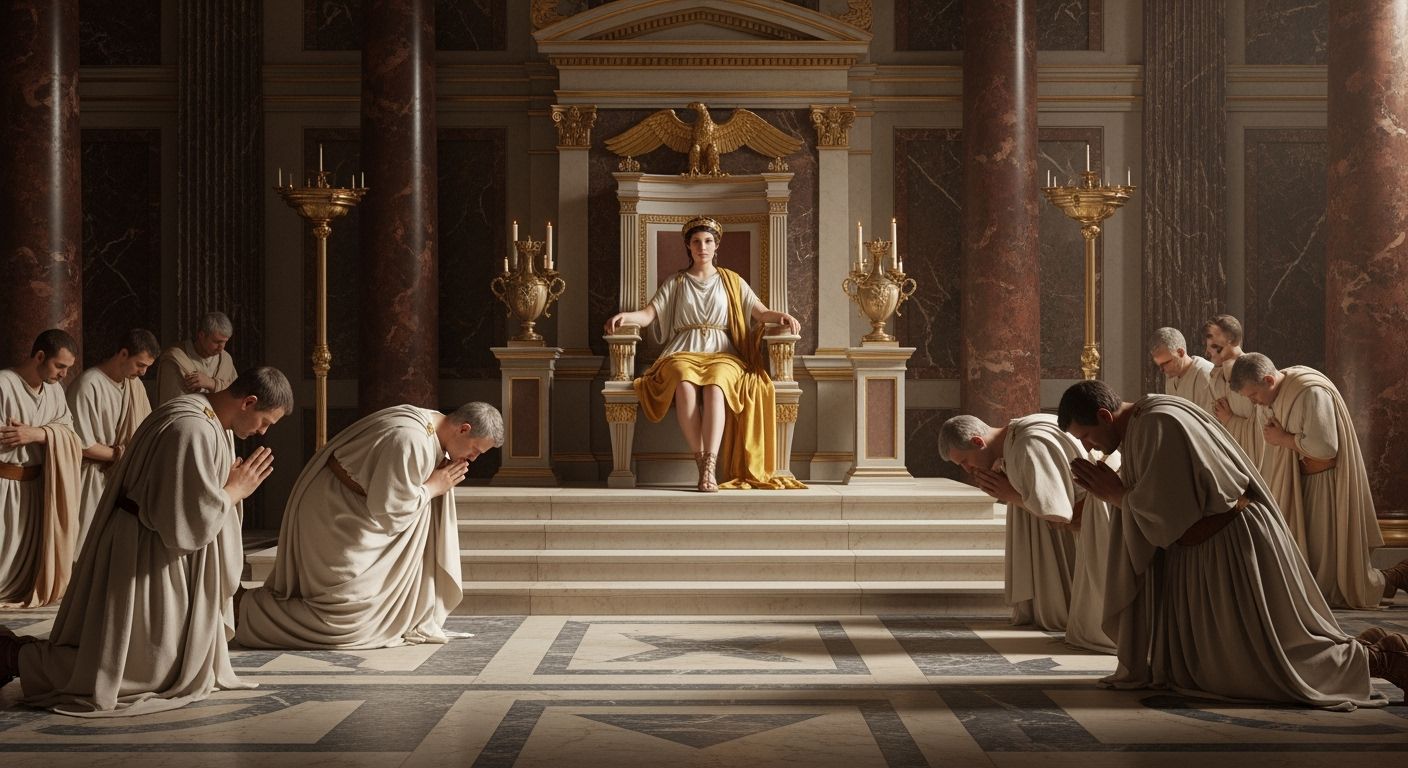 Empress on Gold Throne in Roman Palace