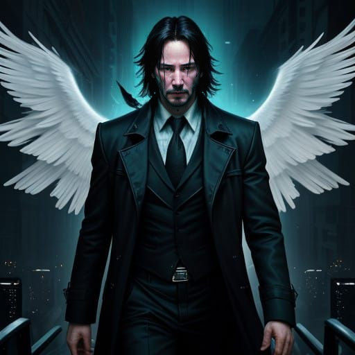 Keanu Reeves as John Constantine with Angel Wings in Surreal...