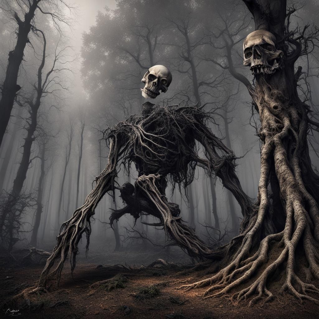 Mysterious Ghost Forest in Dark Fantasy Style