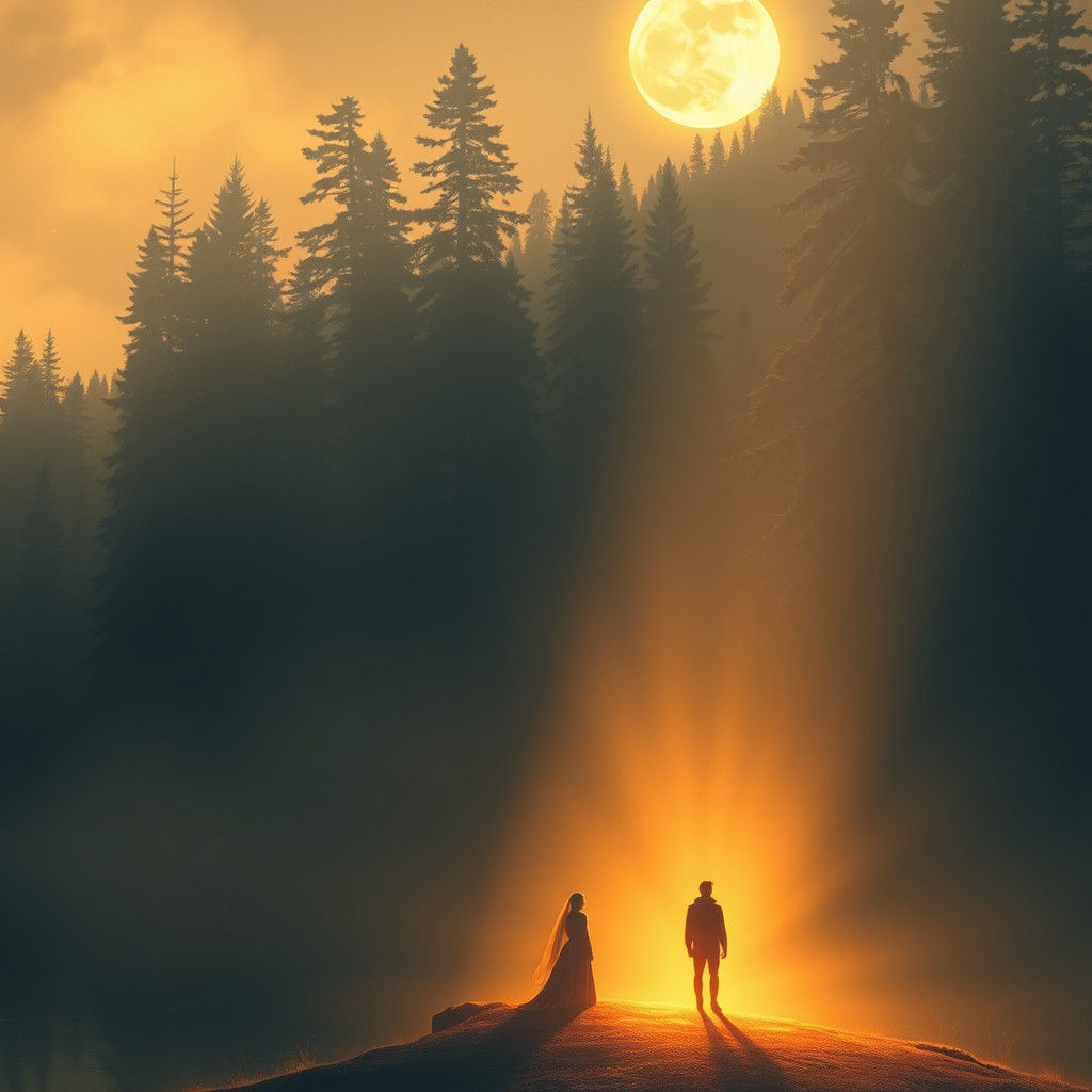 Ethereal Figure at Moonlit Lake, Rothko-Inspired