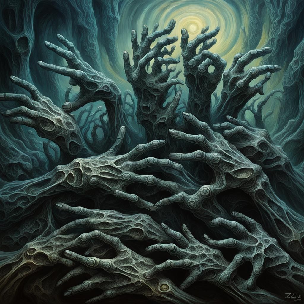 Biomechanical Surrealism: Fractal Hand Sculpture