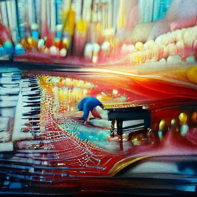 Hyperrealistic Piano and Synth Artwork