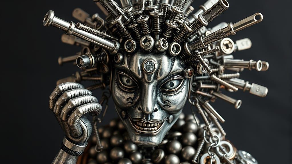 Elegant Industrial GEISHA Sculpture Transforms Discarded Met...