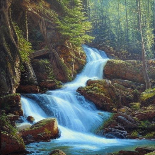 Crystal Cascades: Oil Painting by Gurney