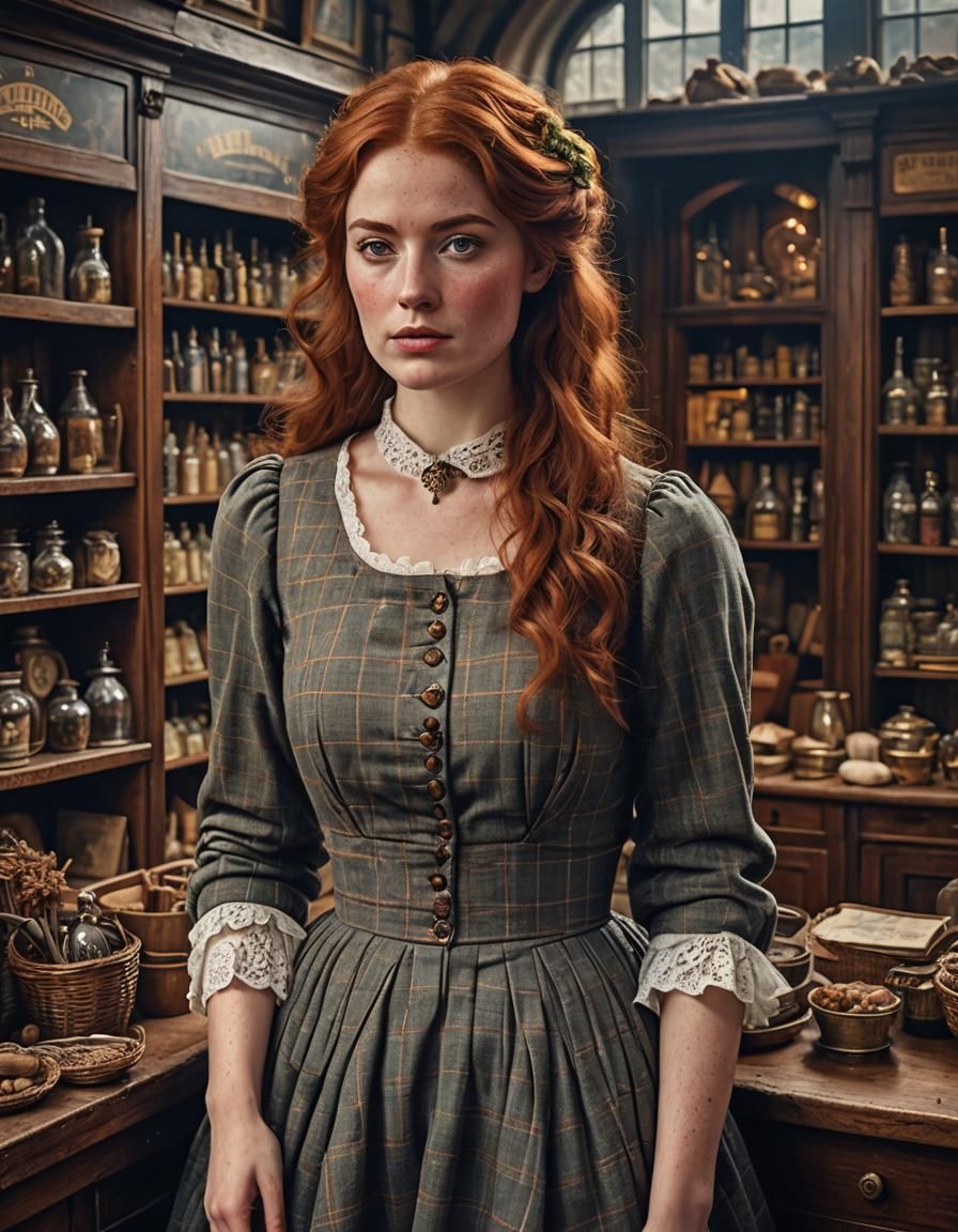 Victorian Woman in English Village: Digital Portrait