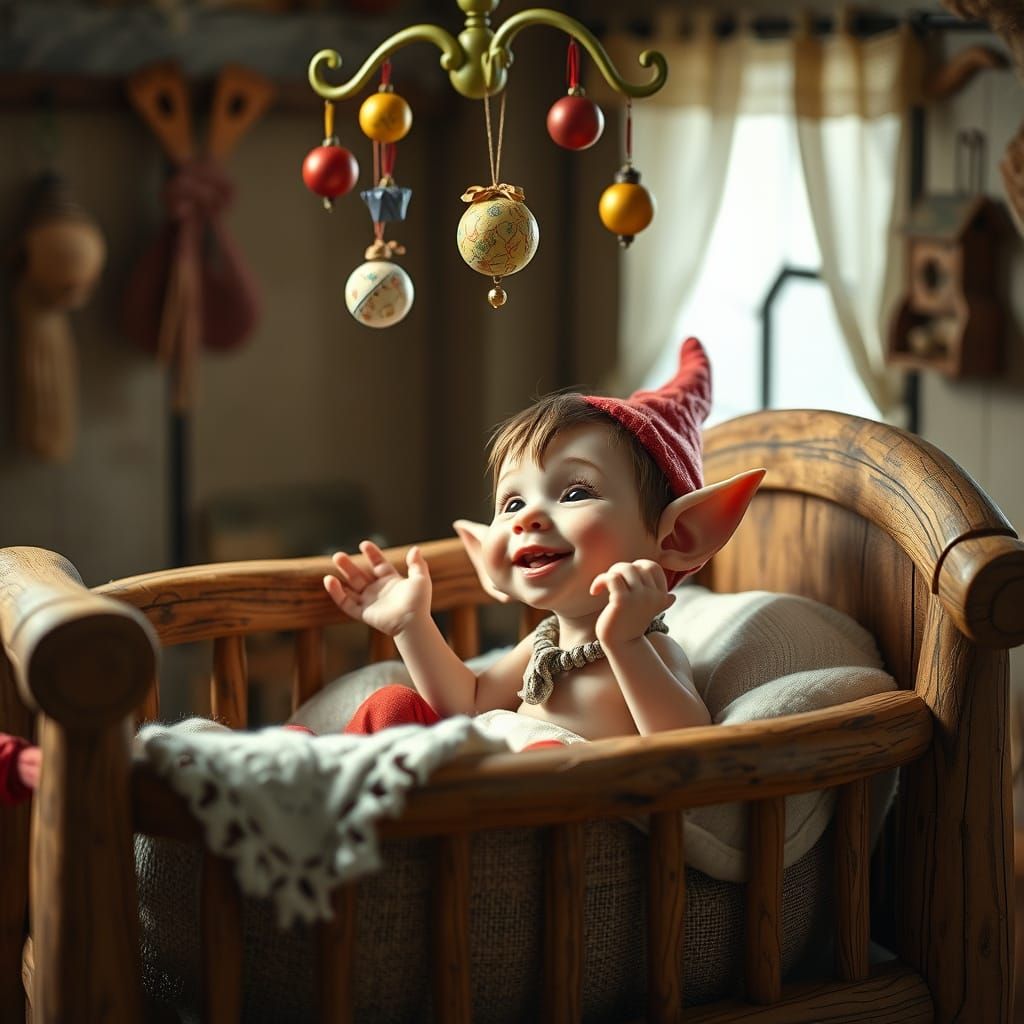 Whimsical Elf in Earthy Nursery