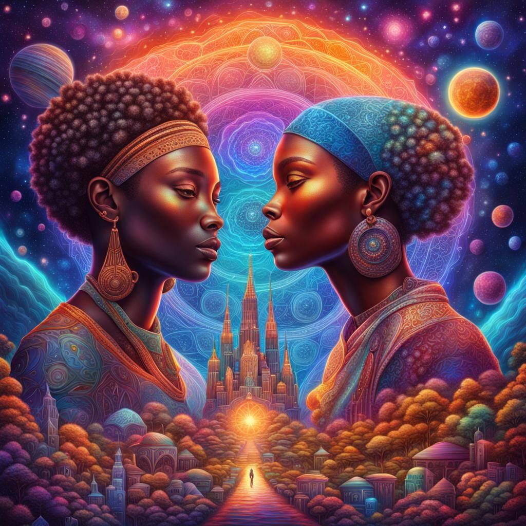 Cosmic Love: Holographic Astral Illustration in 8K