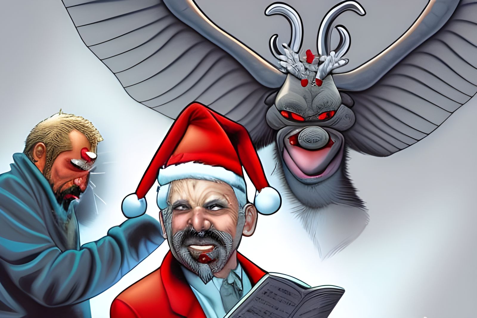 Evil Santa and Rudolph in Comic Book Art