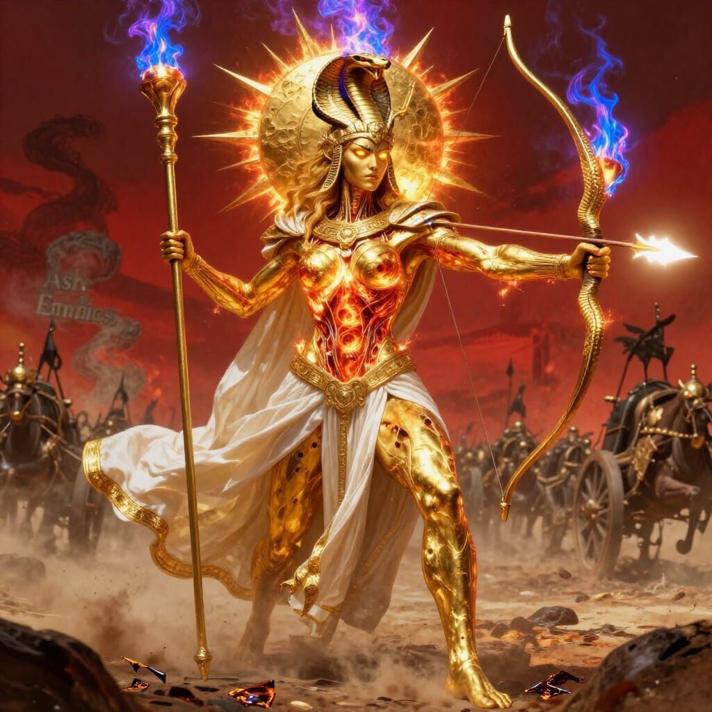 Menhit, Goddess of War, in Solid Gold