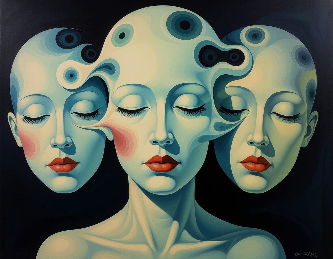Spectral Surreal Faces in Biomorphic Style