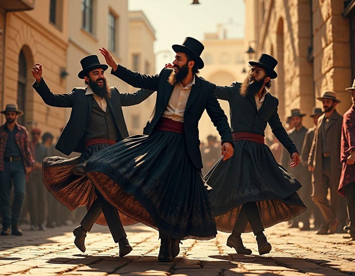 Joyful Hasidim Dancing in Jerusalem
