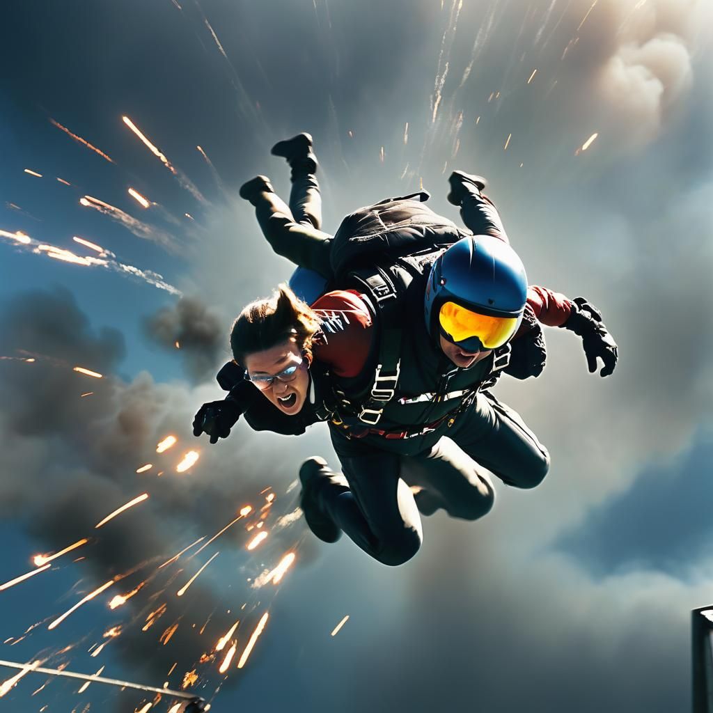 High-Speed Skydiver Bridge Impact: Cinematic Still