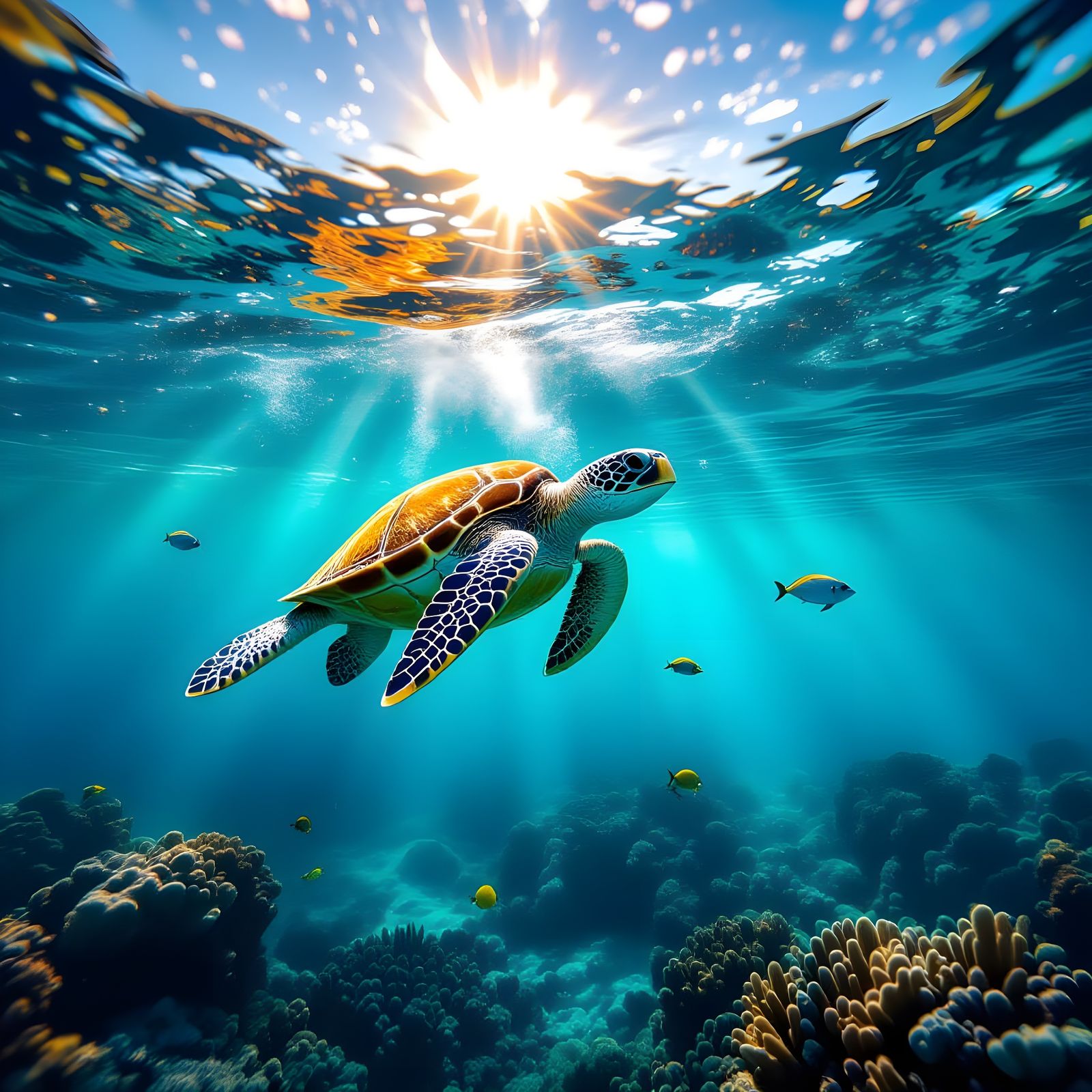 Underwater Scene Generated From Simple Prompt