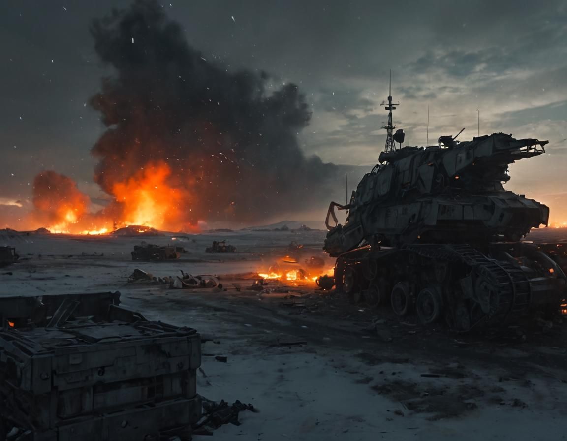 Futuristic Ruins in a Desolate Snowy Landscape