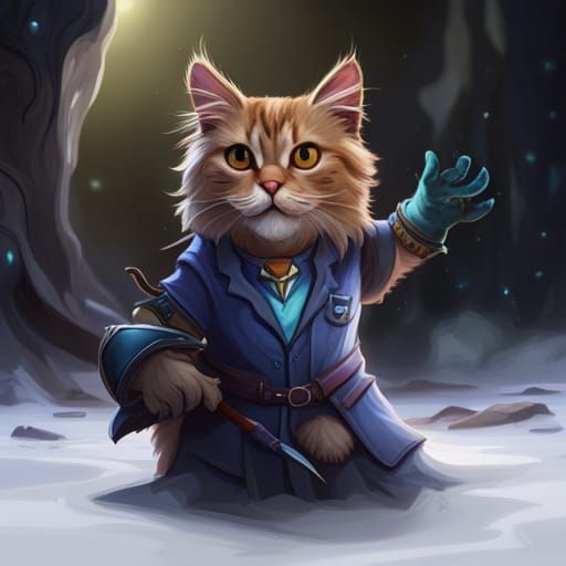 Cat Wearing Dr. Marvl Shirt in Detailed Matte Painting