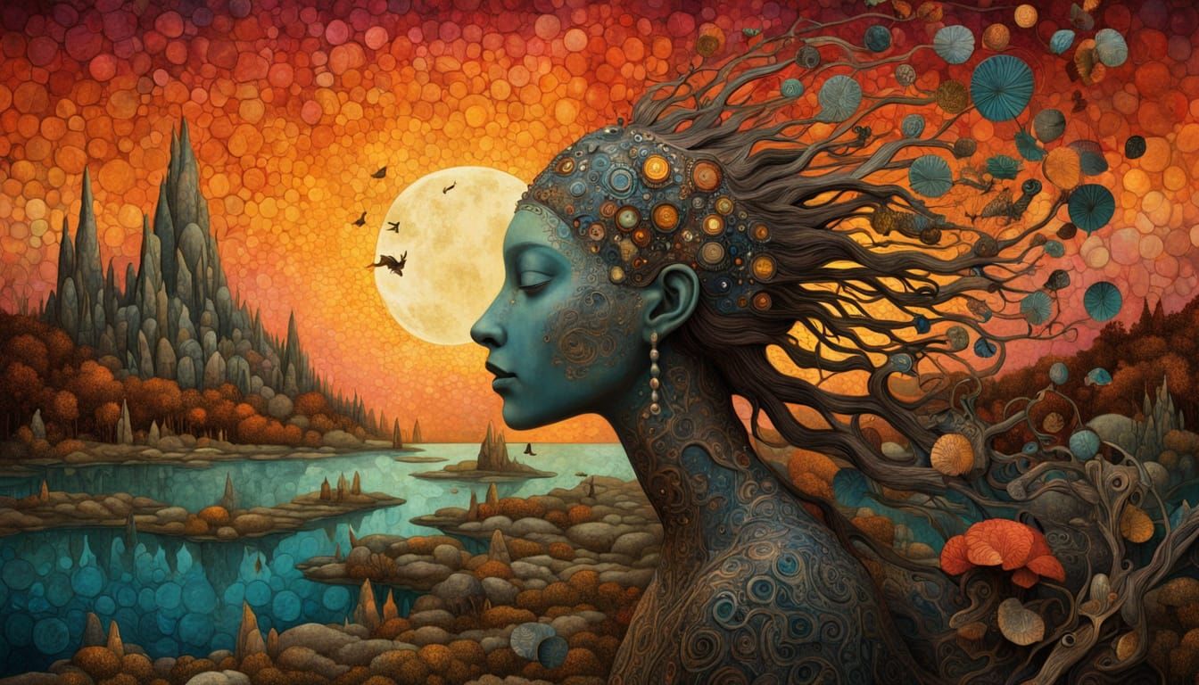 Surreal Shaman Reconstructs Labyrinthine Mirrors with Glowin...