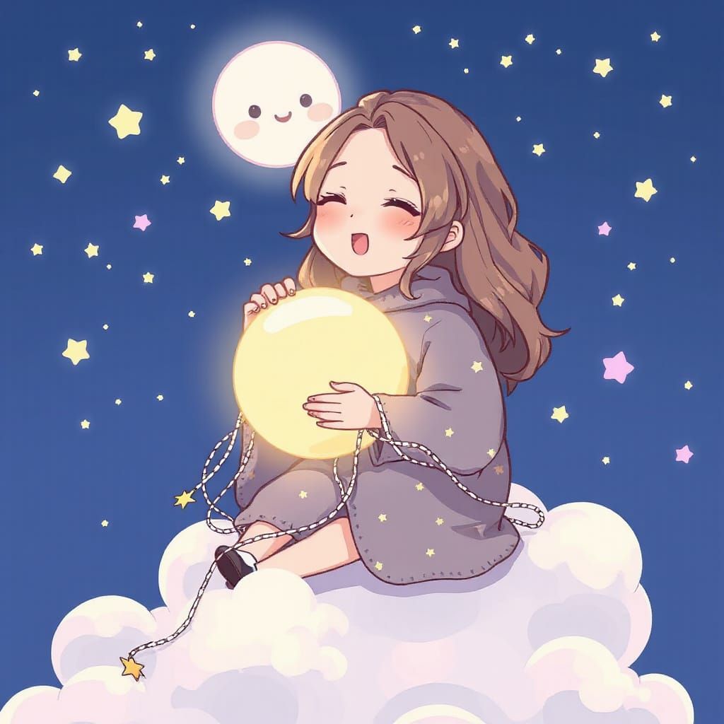 Weaving Moonlight: Whimsical Digital Illustration