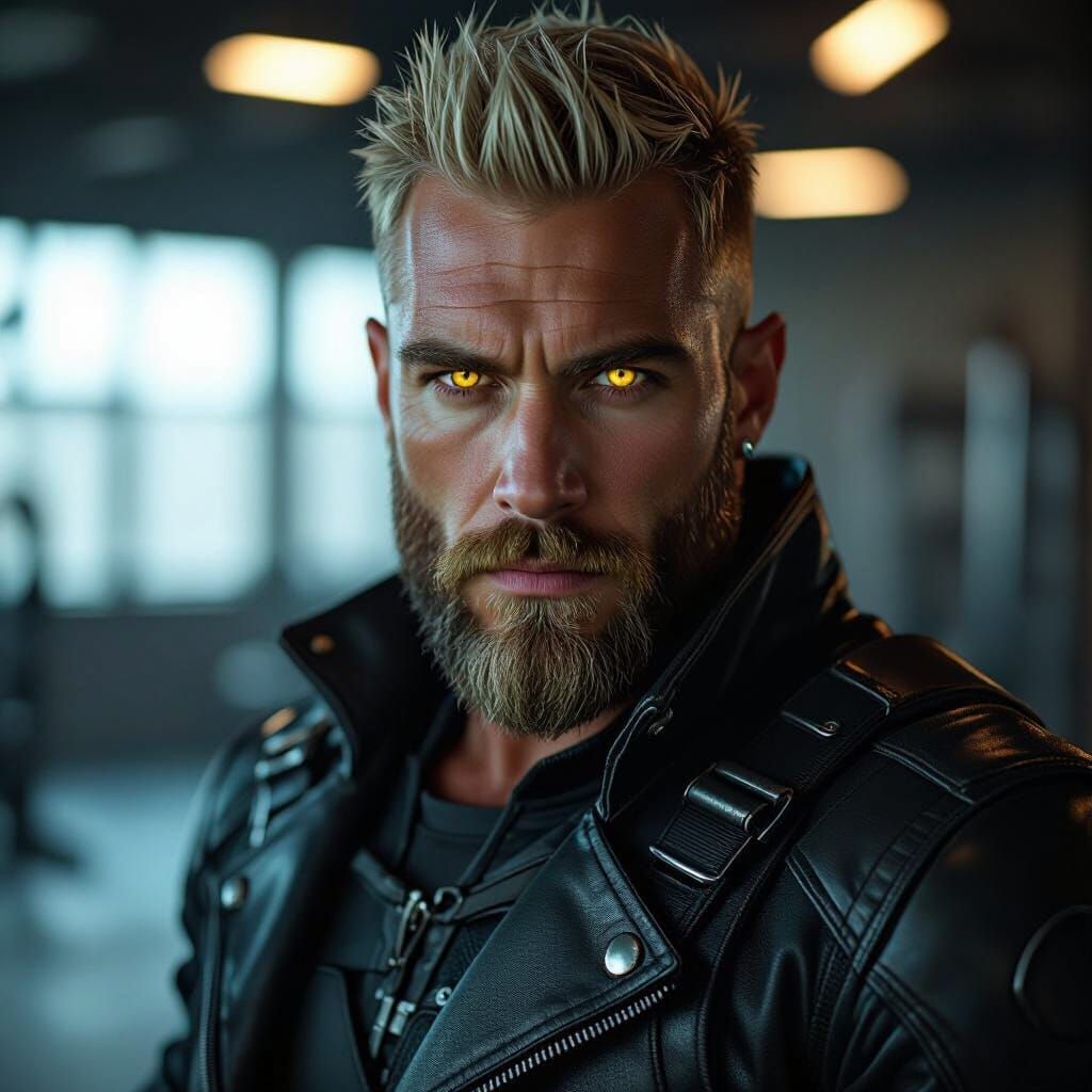 Brujah Vampire Biker in Dramatic Cinematic Lighting