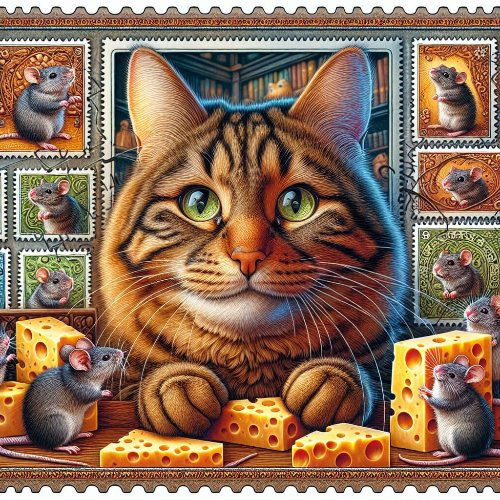 A cheese and mouse collection, "Well I'm a cat, what did you...