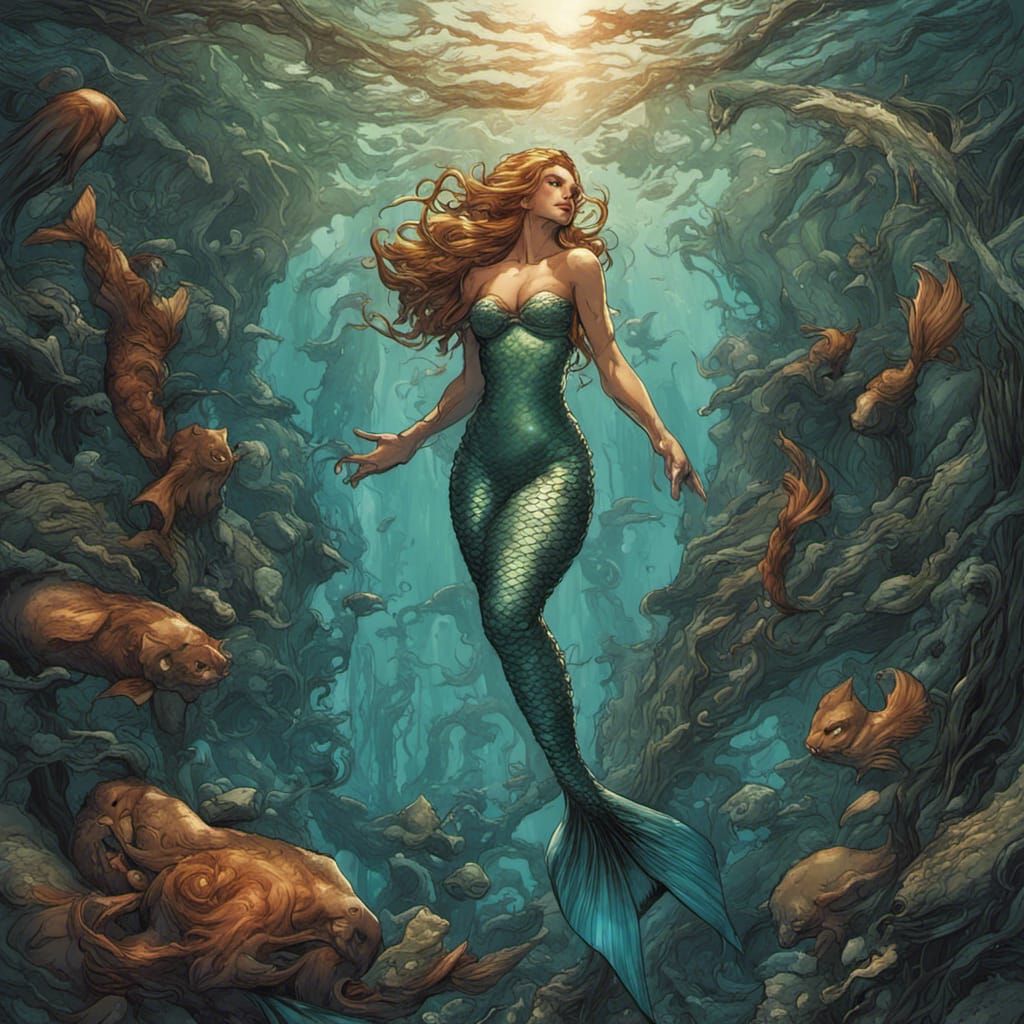 Comic Book Mermaid Art Illustration